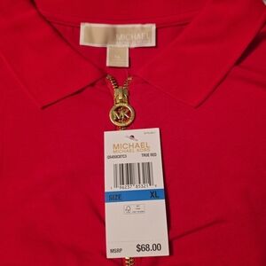 Michael Kors True Red Polo with Gold Zipper